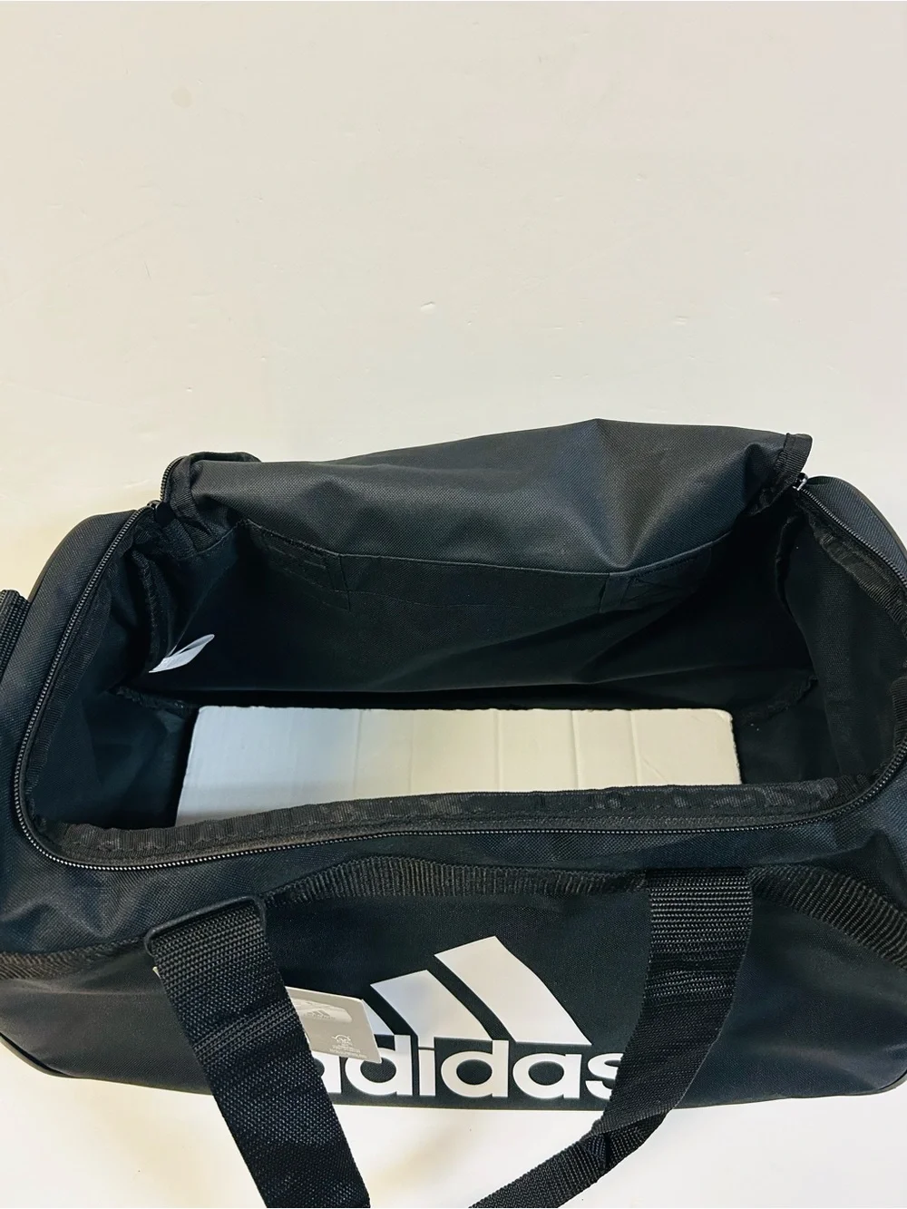 adidas Black and White Logo Duffel Bag